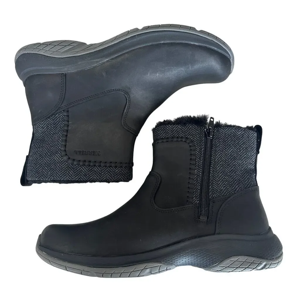 Merrell Women’s Black Encore Ice 5 Faux Fur Trim Winter Chelsea Bootie, Size 8.5
